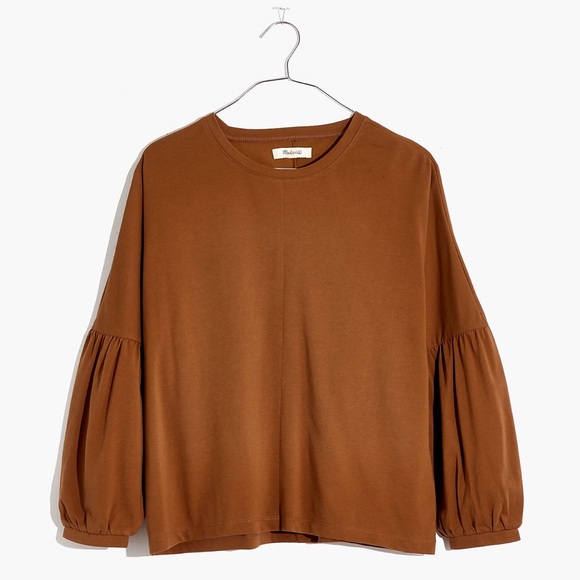 Madewell Crepe Drop-Shoulder Bubble-Sleeve Tee, Size M NWT MB156 - Picture 3 of 9